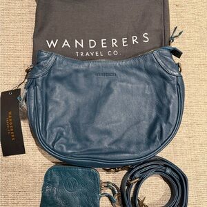 Wanderers Travel Co Santorini Crossbody BNNU Azzura Blue with Wallet and Dustbag